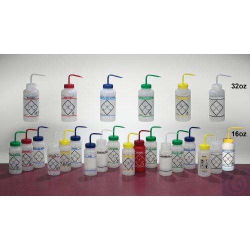 SP Bel-Art Safety-Labeled 2-Color Acetone Wide-Mouth Wash Bottles; 1000ml - Luminix Health