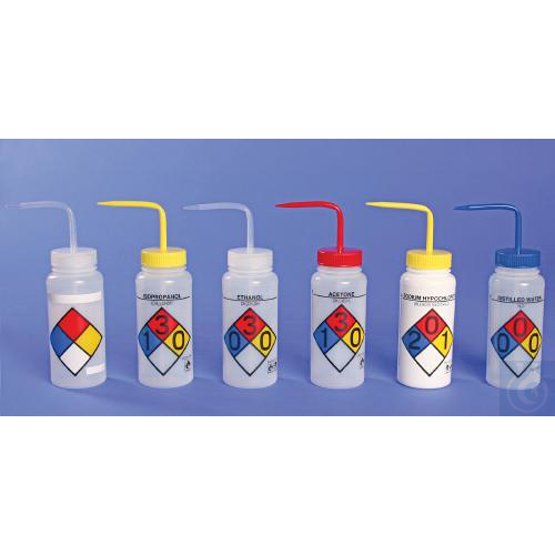 SP Bel-Art Safety-Labeled 4-Color LYOB Wide-MouthWash Bottles; 500ml (16oz), - Luminix Health
