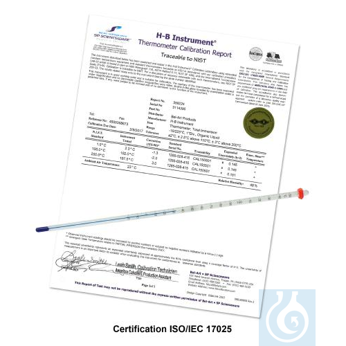 SP Bel-Art, H-B DURAC Plus Calibrated Liquid-In-Glass Laboratory Thermometer; -1 - Luminix Health