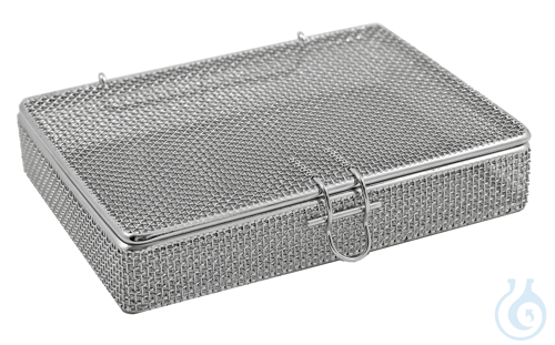 small parts basket with hinged lid Wire basket 18/10 steel electrolytical