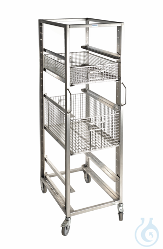 Transport cart for transport and, Euro-baskets, 18/10 steel - Luminix Health