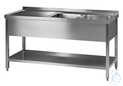 Image of Sink table w. place to keep left 18/10, drain 1,5'', 2 sinks - Luminix Health