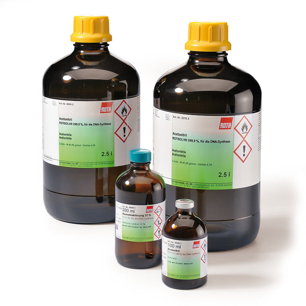 Acetonitrile ROTISOLV®, min. 99.9 %, for DNA synthesis, max. 10 ppm H2O - Luminix Health