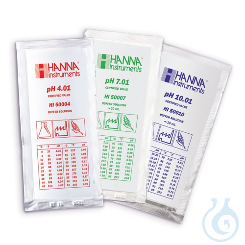 Image of 4.01 & 7.01 pH Value @25°C, (10) 20 mL sachets (5each)