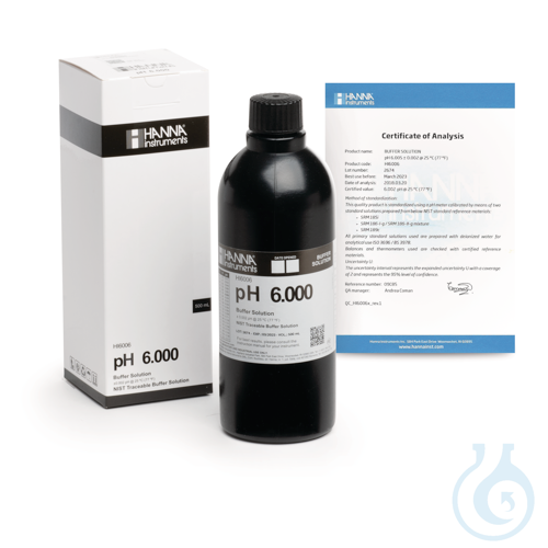 Image of 6.000 pH Value @ 25°C, (1) 500 mL bottle