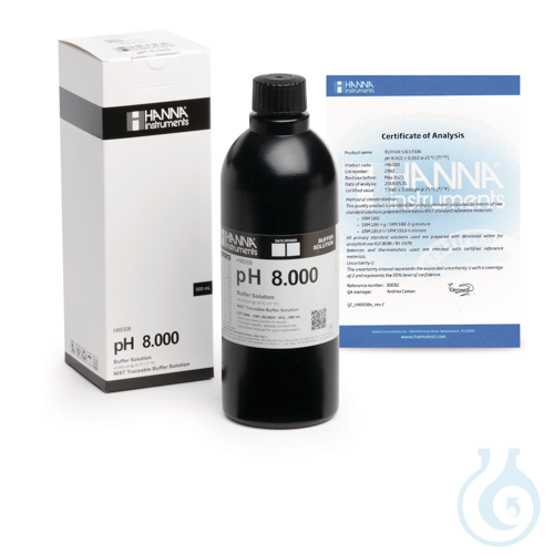 Image of 8.000 pH Value @ 25°C, (1) 500 mL bottle