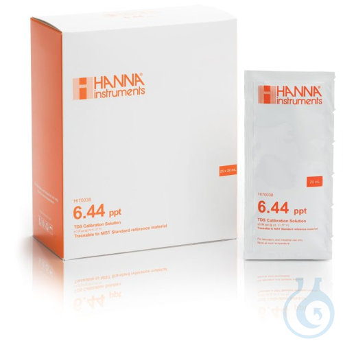 Image of 6.44 g/L (ppt) TDS value @25°C, (25) 20 mL sachets