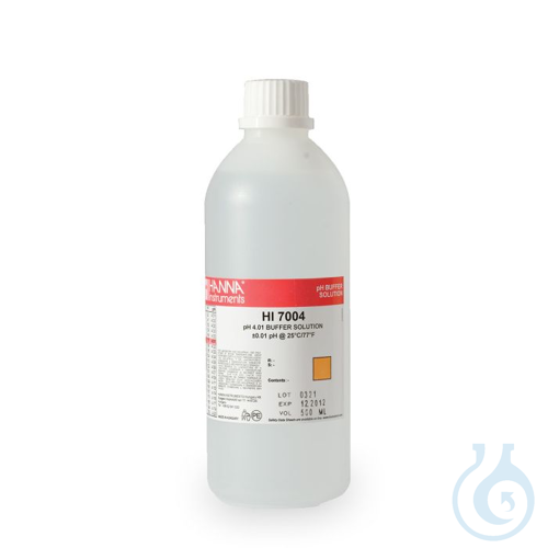 Image of 4.01 pH Value @25°C, 500 mL bottle with Certificate of Analysis