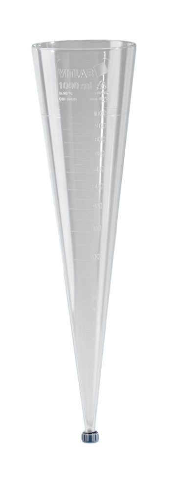 Rotilabo®-Imhoff sedimentation cone, SAN, with raised subdivision, 1000 ml - Luminix Health