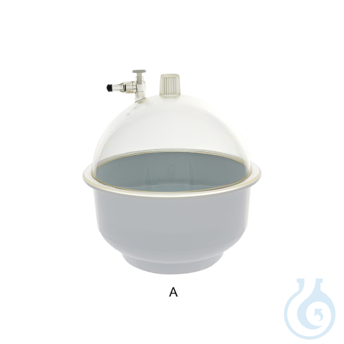 Image of Vacuum type dessicator, plastic stopcock, polycarbonate-polypropylene, Ø 250 mm - Luminix Health