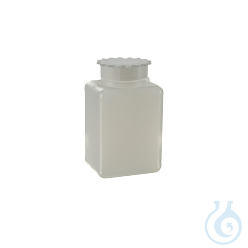 Wide mouth bottle graduated, rectangular, HDPE, with star cap, 250 ml, 10 pcs