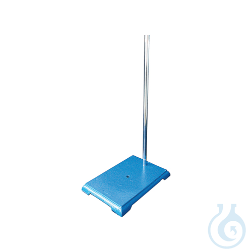 Retort stand (cast iron) 200x140 mm, with chromium plated iron rod 600 x Ø10 mm, - Luminix Health