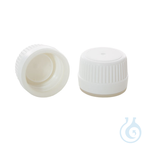 Image of Screw cap PP28 with security seal, white, autoclavable, 2000 pcs - Luminix Health