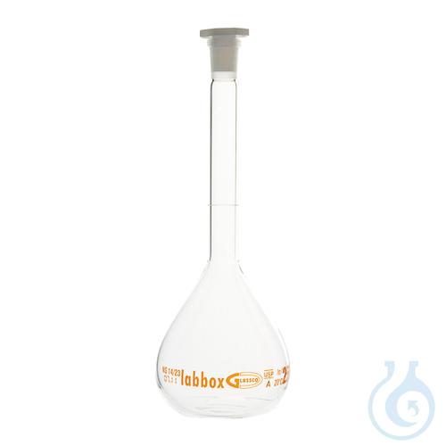 Image of Vol. flask class A w/ plastic stopper, individual certificate, 100ml, mouth size - Luminix Health