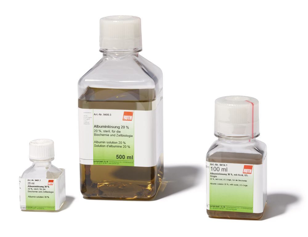 Albumin solution 20 %, sterile, for biochemistry and cell biology, 20 ml - Luminix Health