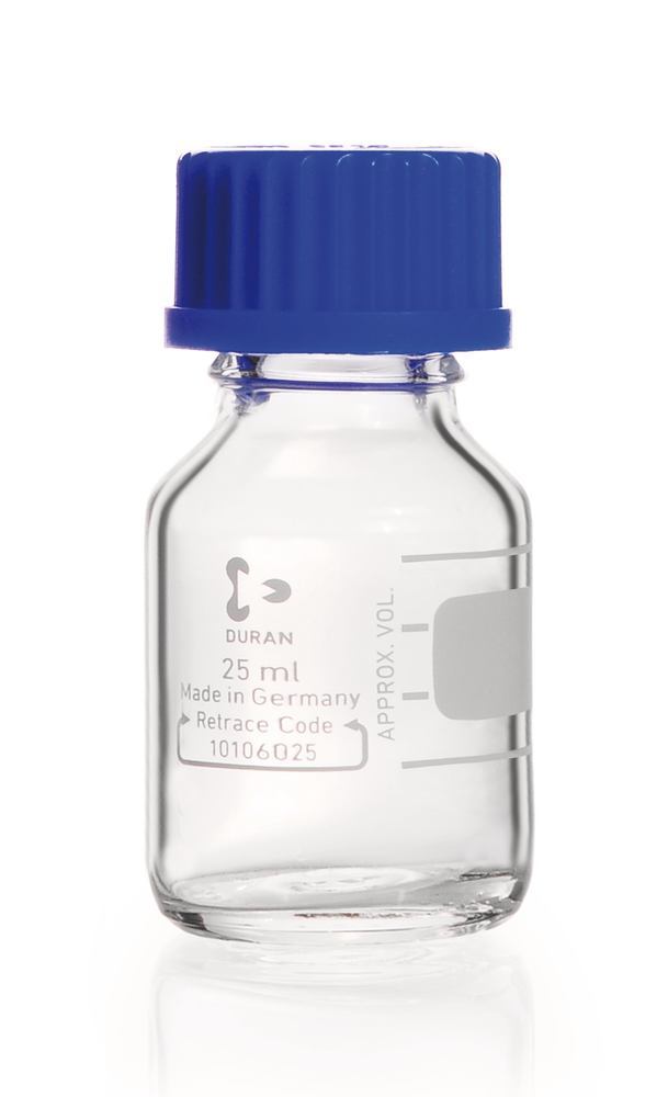 Screw neck bottles, DURAN®, transparent, with PP cap, 25 ml, 10 unit(s) - Luminix Health