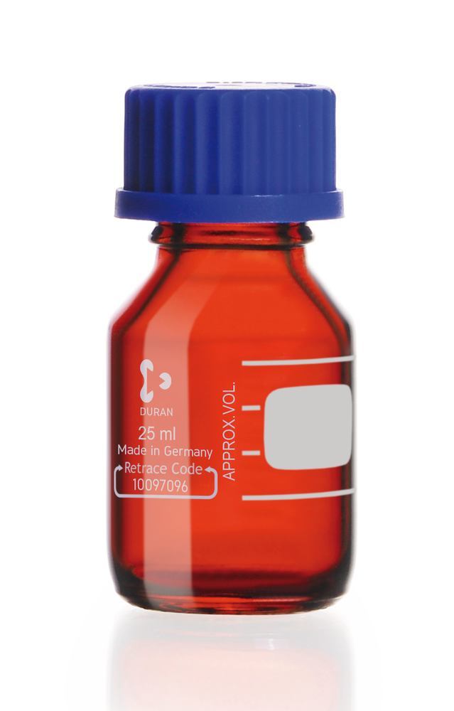 Screw neck bottles, DURAN®, amber, with PP cap, 25 ml, 10 unit(s) - Luminix Health