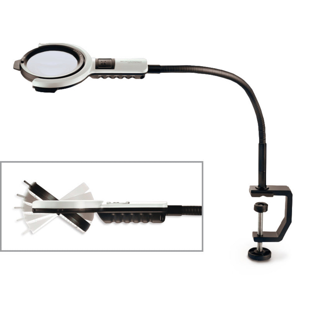 Magnifier lamp varioLEDflex, 6 dpt, segment illumination, swiveling lens - Luminix Health