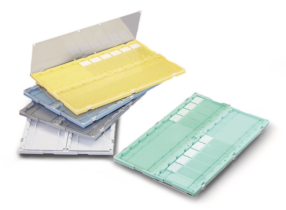 Rotilabo® micr. slide folder, PS, green, PS, L 295 x W 192 x H 11 mm, 20 slides - Luminix Health