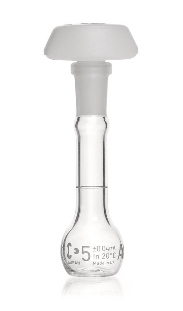 DURAN®-volum. flask, class A,, batch certif., 5 ml, blue graduation, 2 unit(s) - Luminix Health