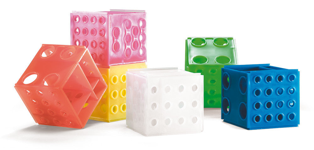 Rotilabo®-combi rack 4 in 1, cubical, PP, 4 different insertion sides, colored - Luminix Health