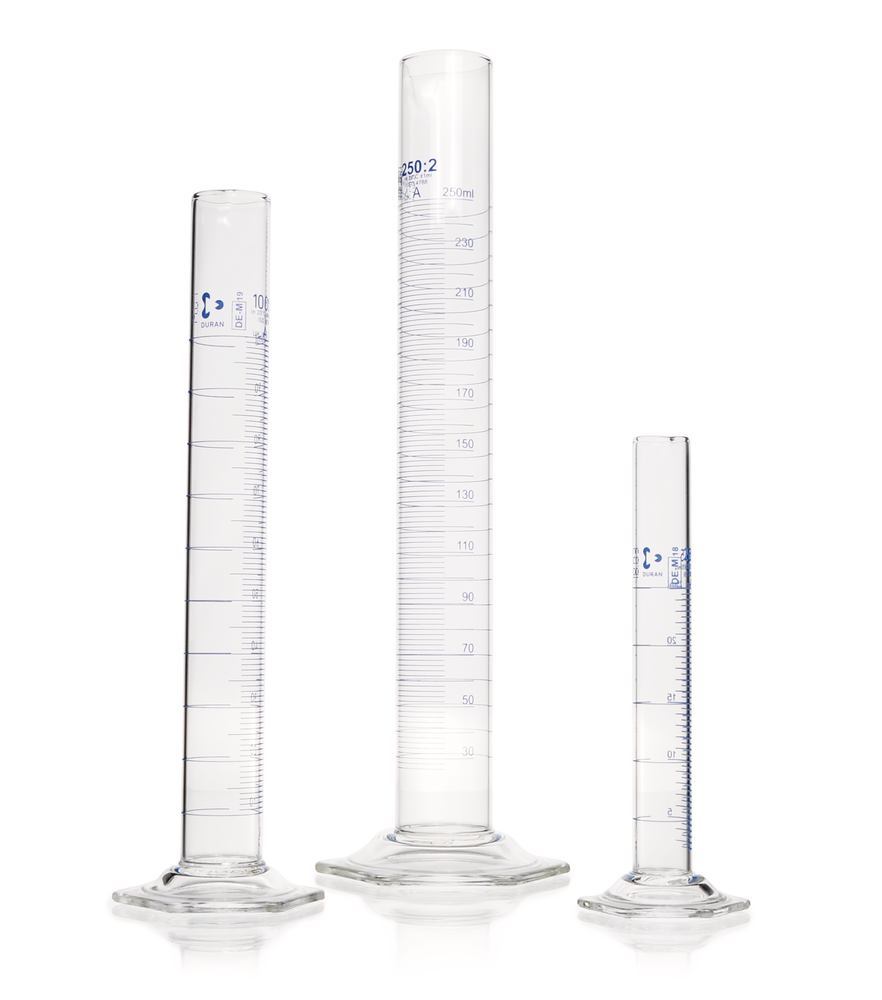 DURAN®-meas. cylinder, cl. A, grad. blue, 50 ml, grad. 1 ml, high form - Luminix Health