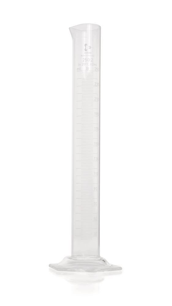 DURAN®-meas. cylinder, cl.B, grad. white, 250 ml, grad. 2 ml, high form - Luminix Health