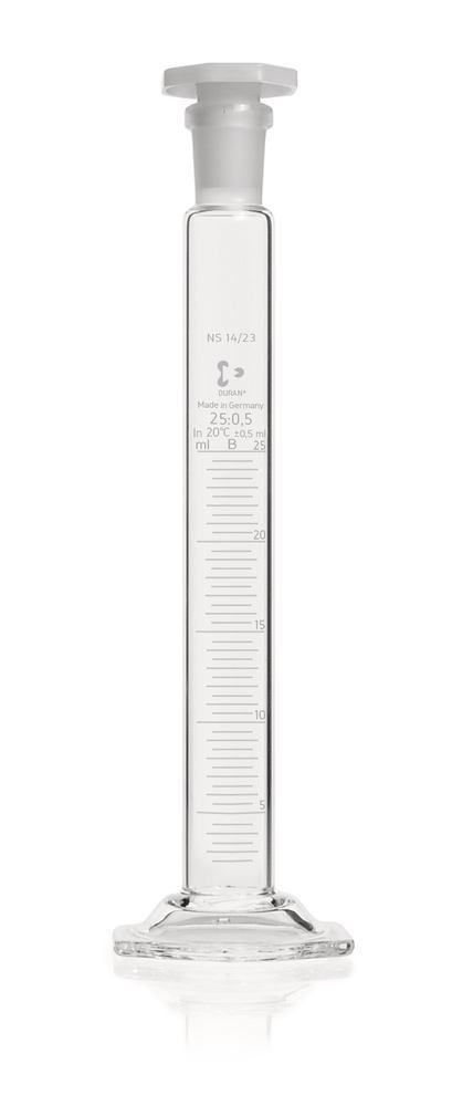DURAN®-mixing cylinder 25 ml, cl. B, white graduated, subdivis. 0.5 ml - Luminix Health
