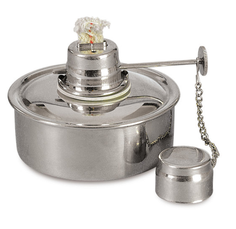 Spirits burner, made of high-grade steel, Ø 100 mm, height 65 mm, 85 ml - Luminix Health