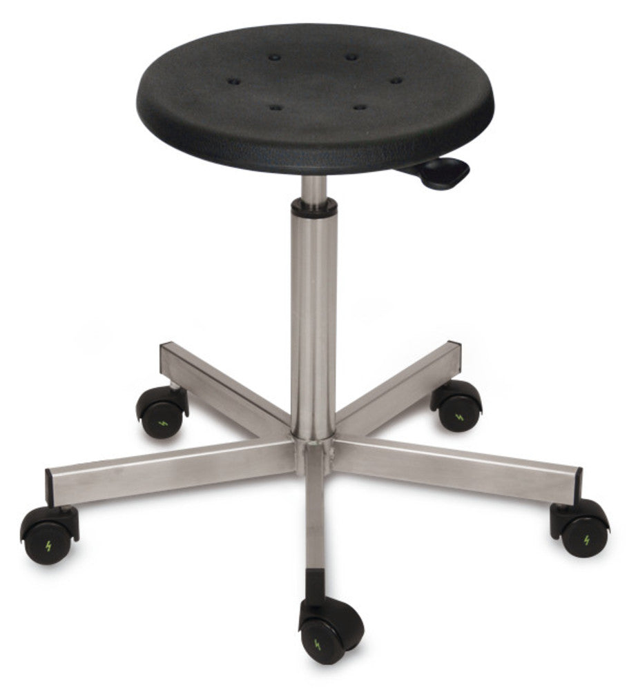 Swivel stool, stainless steel, black, castors, seat height 500-690, 1 unit(s) - Luminix Health