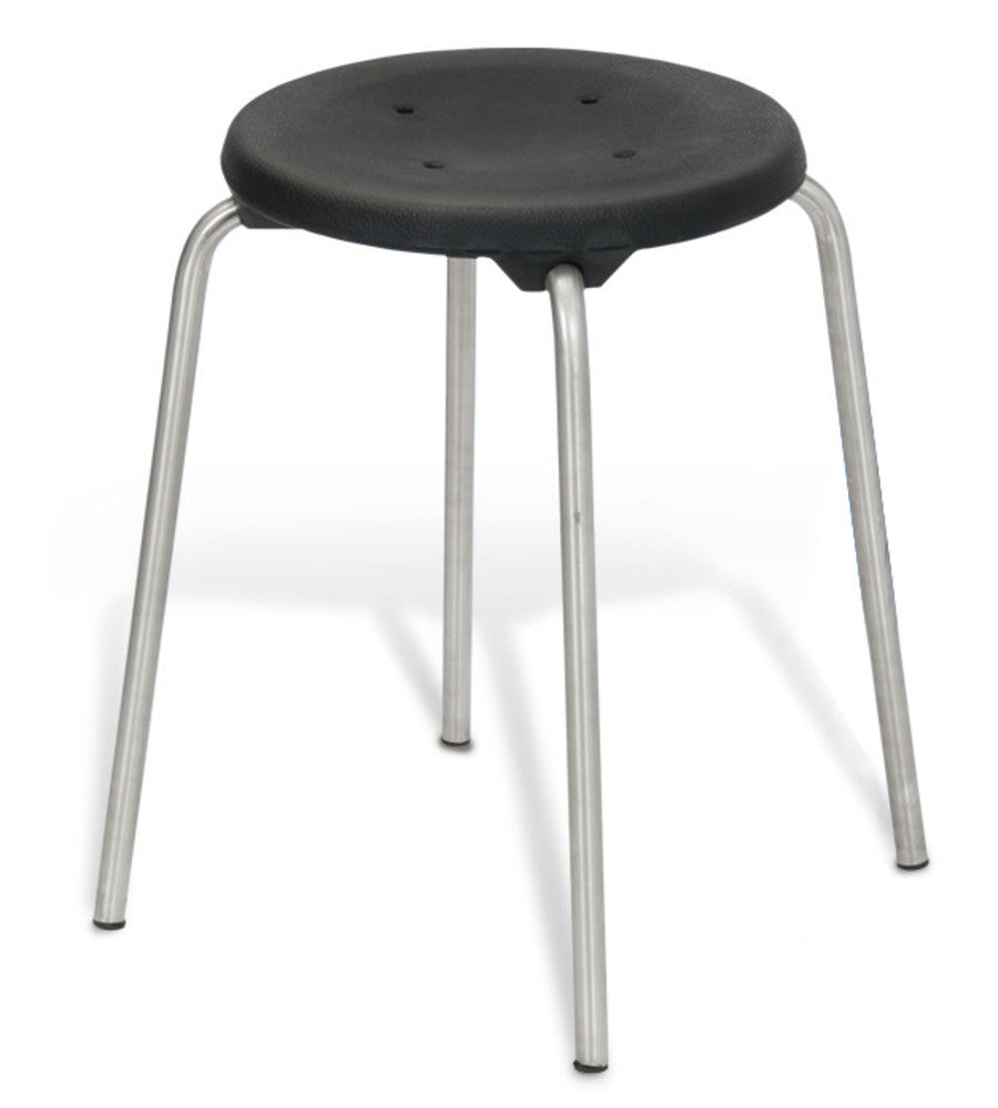 Stackable stool, stainless steel, seat black, height 580 mm, 1 unit(s) - Luminix Health