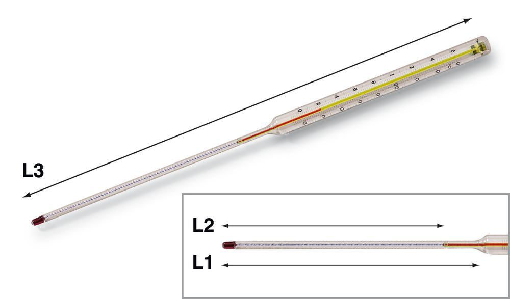 Straight stem thermometer, L 490 mm, 0 to +160 °C,, 1 unit(s) - Luminix Health