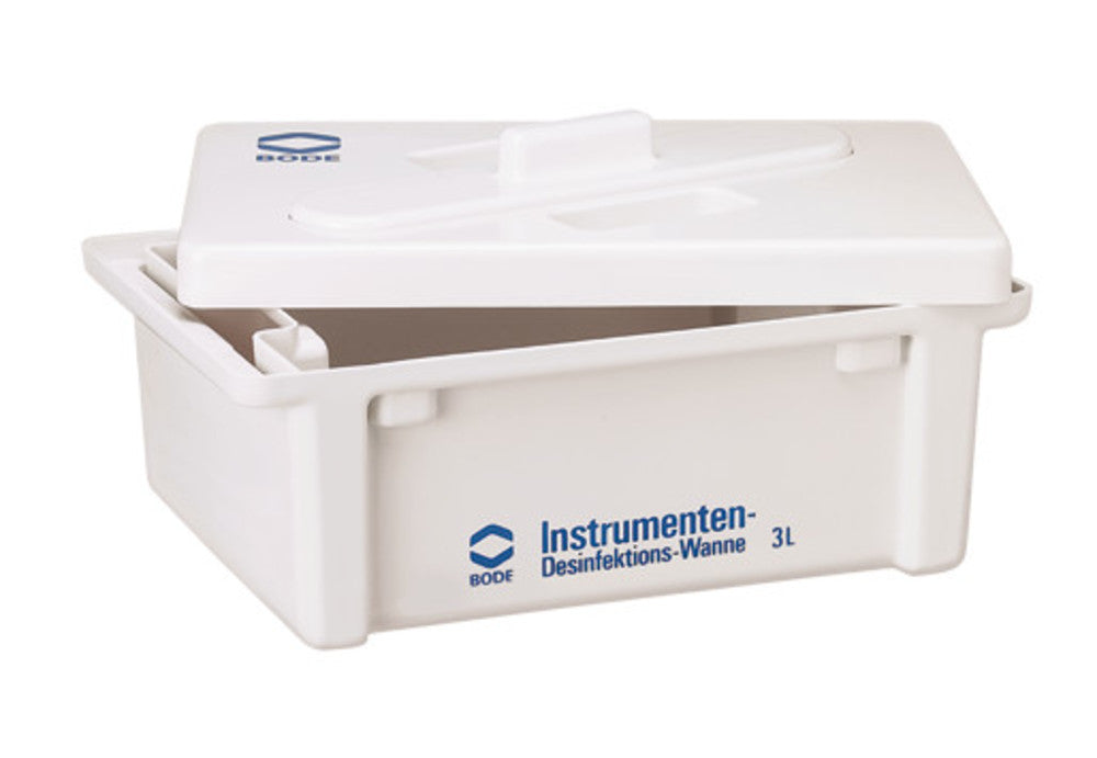 Disinfection tub, made of PVC, 3l, white lid with slit, L300xW200xH110 - Luminix Health