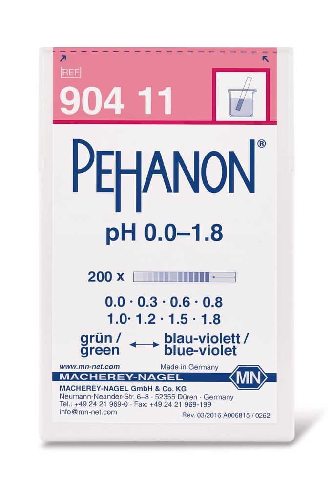 Indicator papers PEHANON®, with imprinted pH-scale, pH 0-1.8, 200 unit(s) - Luminix Health