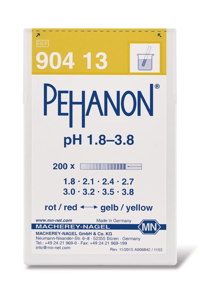 Indicator papers PEHANON®, with imprinted pH-scale, pH 1.8-3.8, 200 unit(s) - Luminix Health
