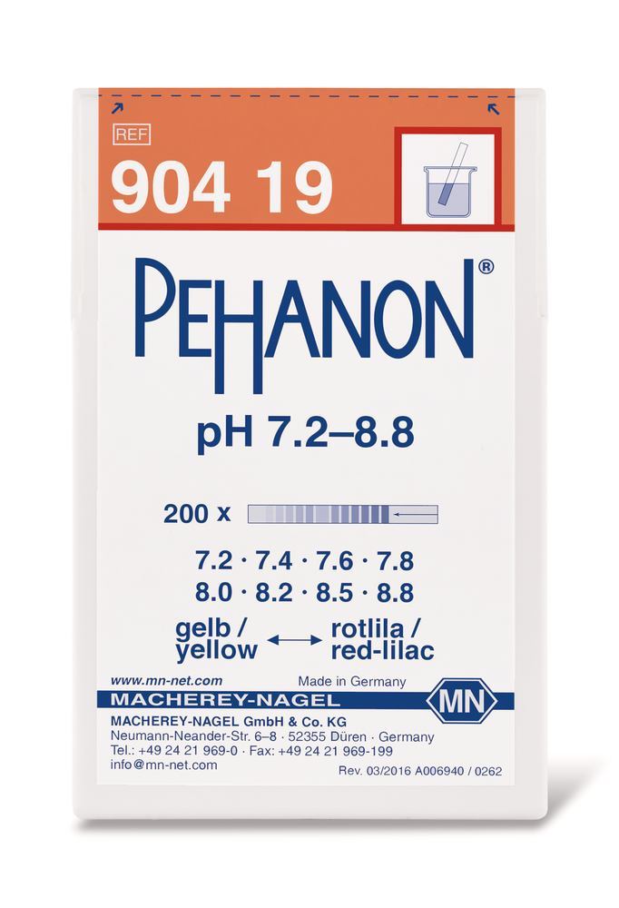 Indicator papers PEHANON®, with imprinted pH-scale, pH 7.2-8.8, 200 unit(s) - Luminix Health