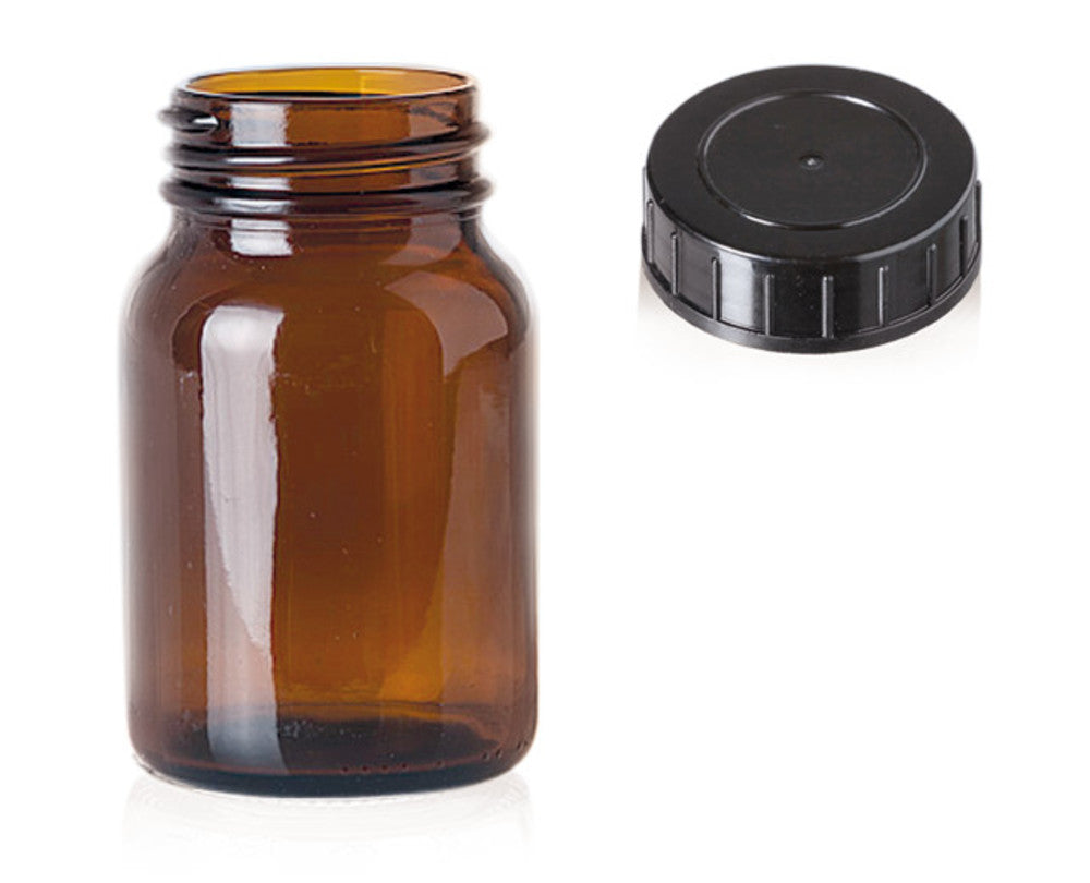 Wide mouth jars with screw cap, brown glass, 500 ml, 20 unit(s) - Luminix Health