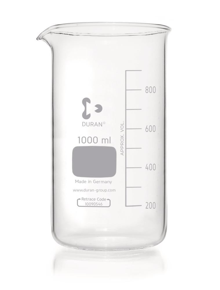 Beaker, high form, DURAN®, with graduation and spout, 1000 ml, 1 unit(s) - Luminix Health