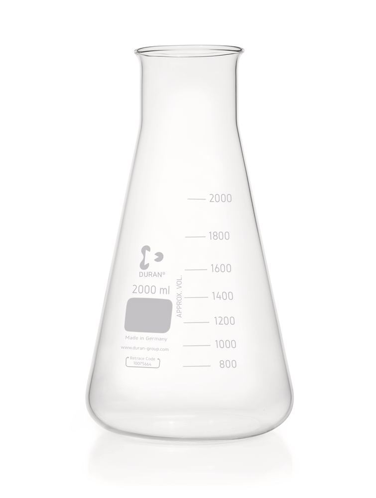 Wide neck Erlenmeyer flask, DURAN®, scale, 2000 ml, not in acc. with DIN - Luminix Health