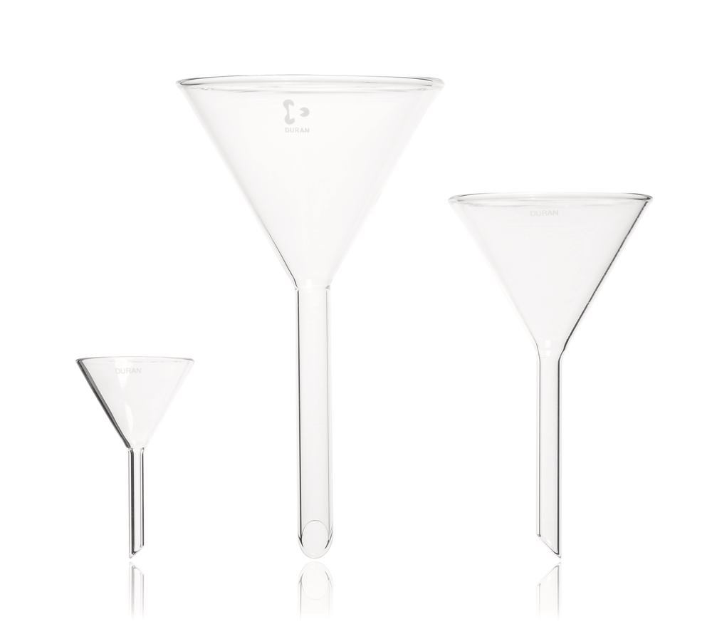 Funnel, with short stem, DURAN®, rim-Ø outer 100 mm, L stem 100 mm, 1 unit(s) - Luminix Health