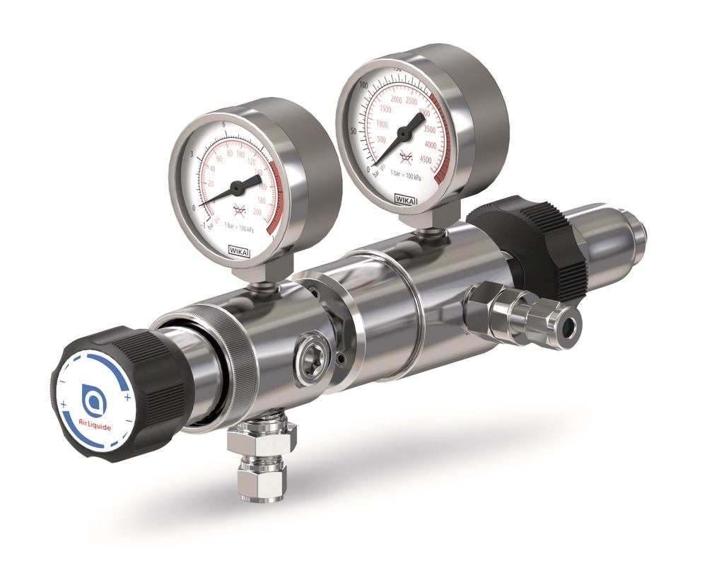 Gas pressure regulator, two stage, brass, 0.05 - 1 bar, calibrating gas - Luminix Health