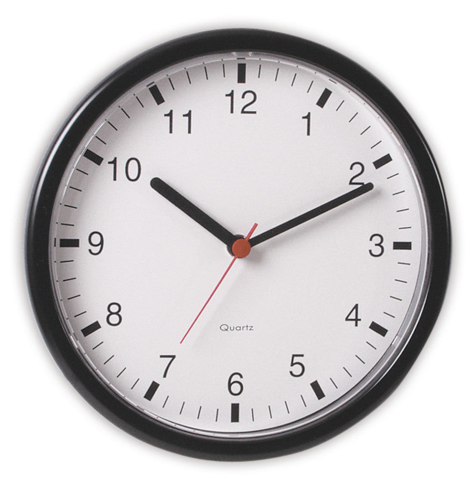 Quartz wall clock, black, Ø 245 mm, D 40 mm, 1 unit(s) - Luminix Health