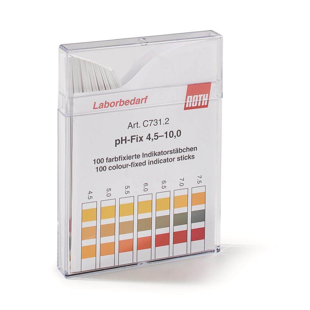 Universal indicator sticks pH-Fix, in square plastic box, pH 4.5-10, 100 unit(s) - Luminix Health