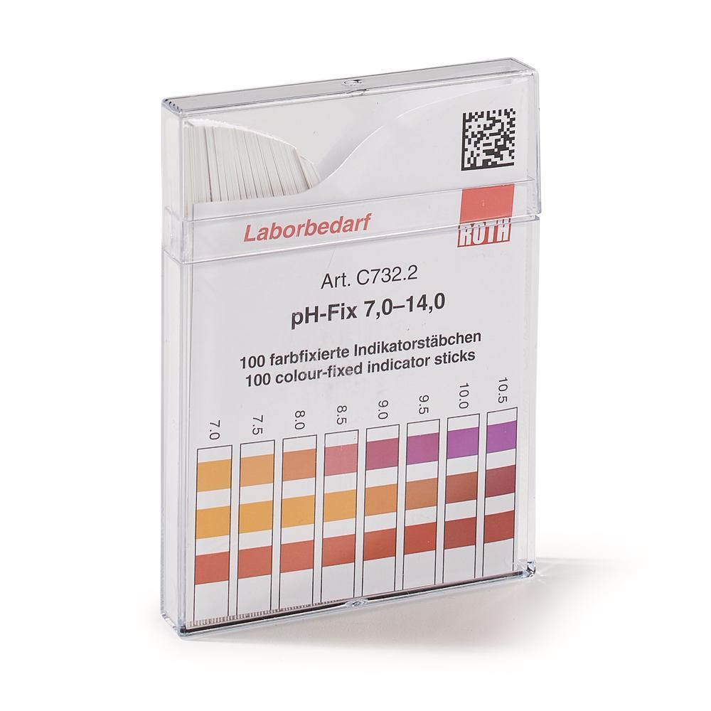 Universal indicator sticks pH-Fix, in square plastic box, pH 7 - 14, 100 unit(s) - Luminix Health