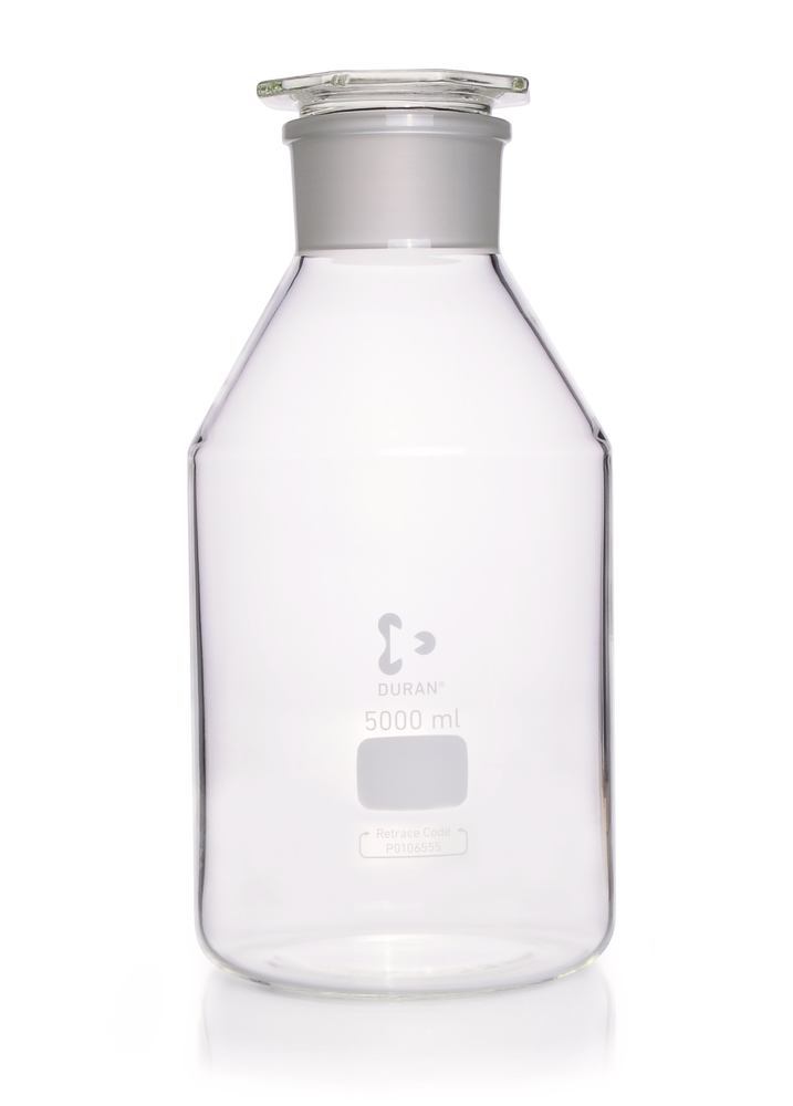 Wide neck storage bottle, glass stopper, DURAN®, clear, 5000 ml, 1 unit(s) - Luminix Health