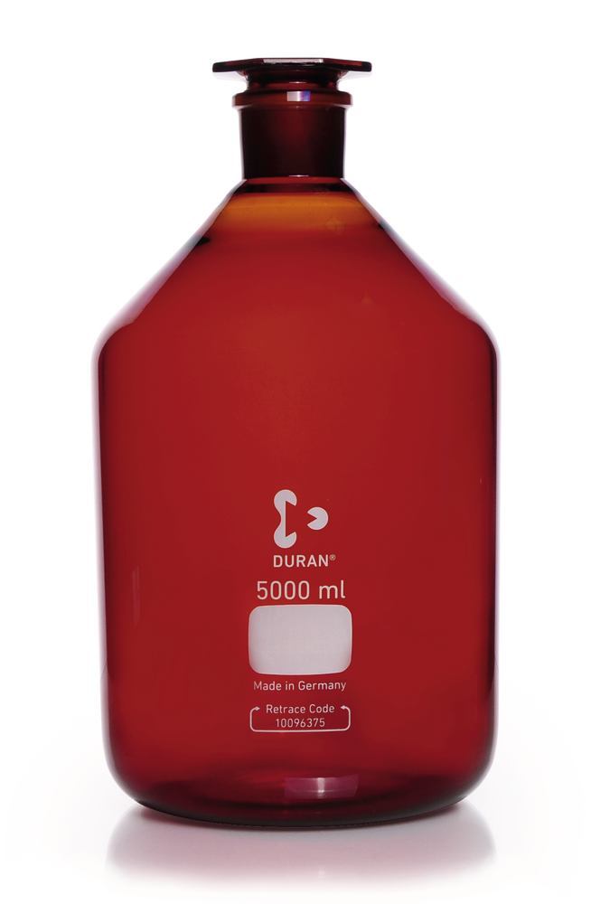 Narrow neck storage bottl., glass stopp., DURAN®, amber glass, 5000 ml - Luminix Health
