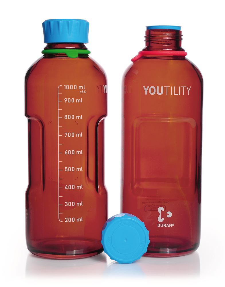 DURAN® YOUTILITY laboratory bottles, brown glass, 1000 ml, GL 45, 4 unit(s) - Luminix Health