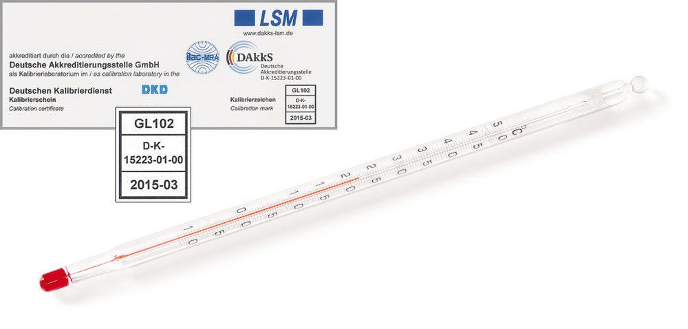 Thermometer, -10 to +100, graduation 0,5 °C, with DAkkS-certific., 1 unit(s) - Luminix Health