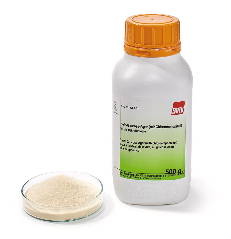 Yeast Glucose Agar, (w. chloroamphenicol), for microbiology, 500 g, plastic - Luminix Health