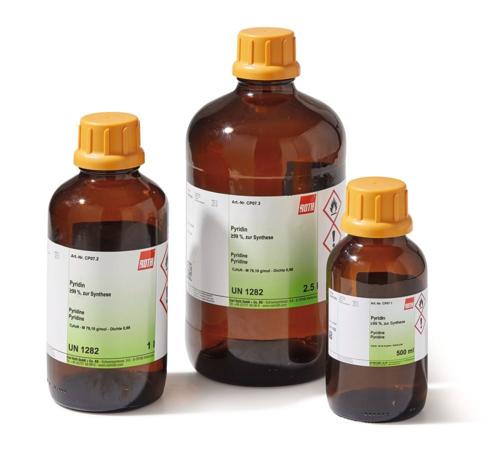 Pyridine, min. 99 %, for synthesis, 500 ml, glass - Luminix Health